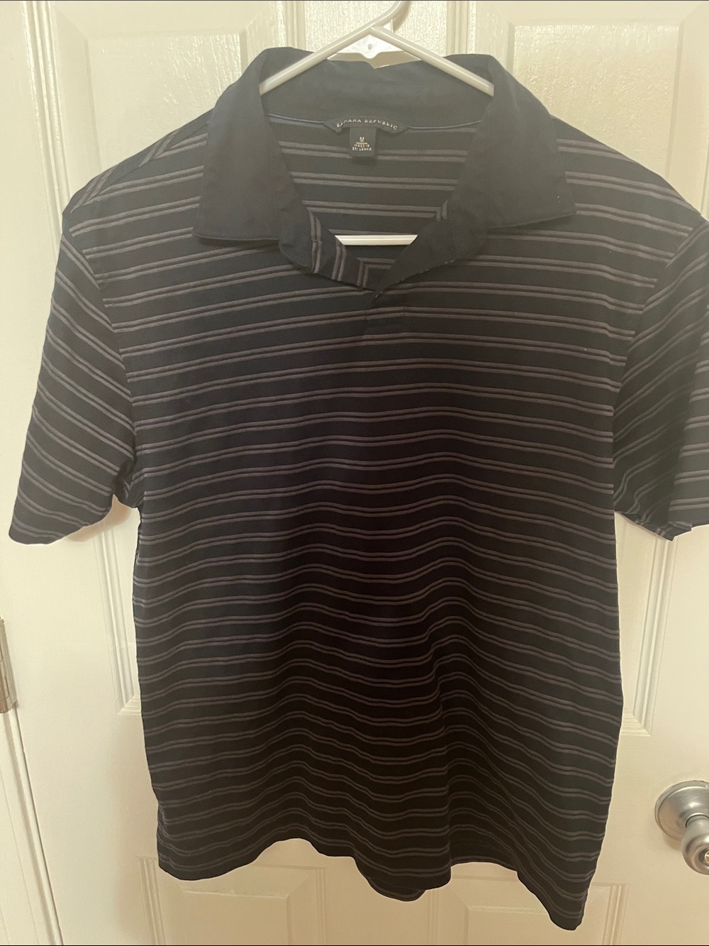 Banana Republic Black Polo with Gray Stripes